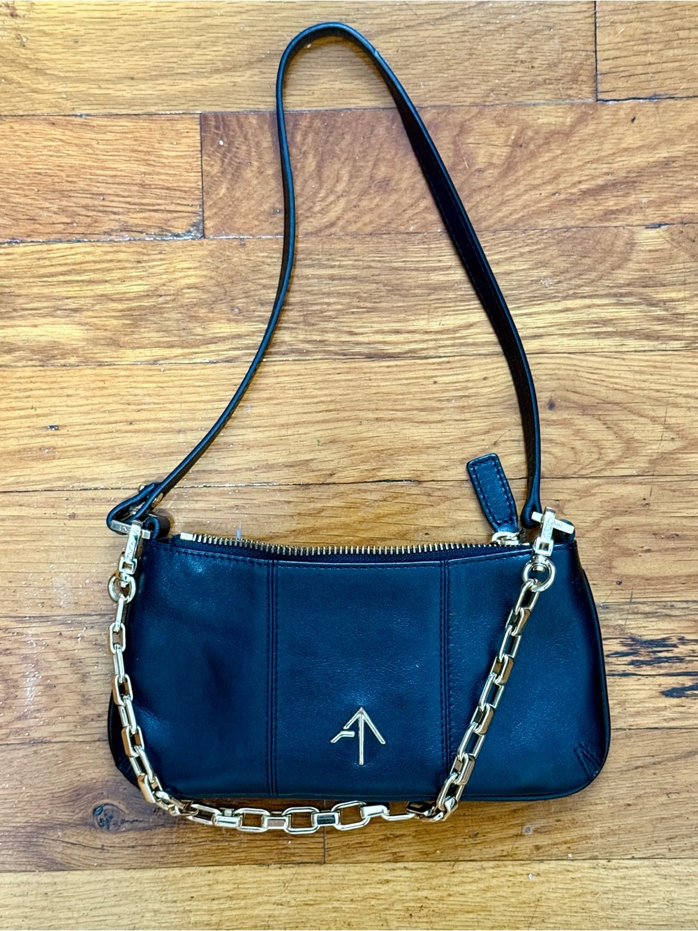 Like New Manu Atelier Black Leather Shoulder Bag